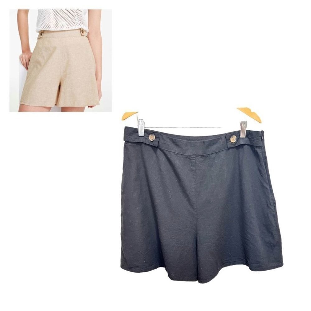 JOE Fresh Black Linen Blend Shorts Size 14